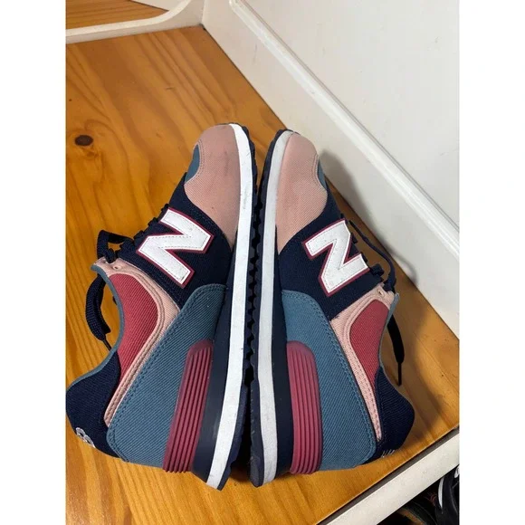 New Balance 574 Mens Casual Lifestyle Shoes Navy Pink Teal White N Logo size 11 - Picture 7 of 11